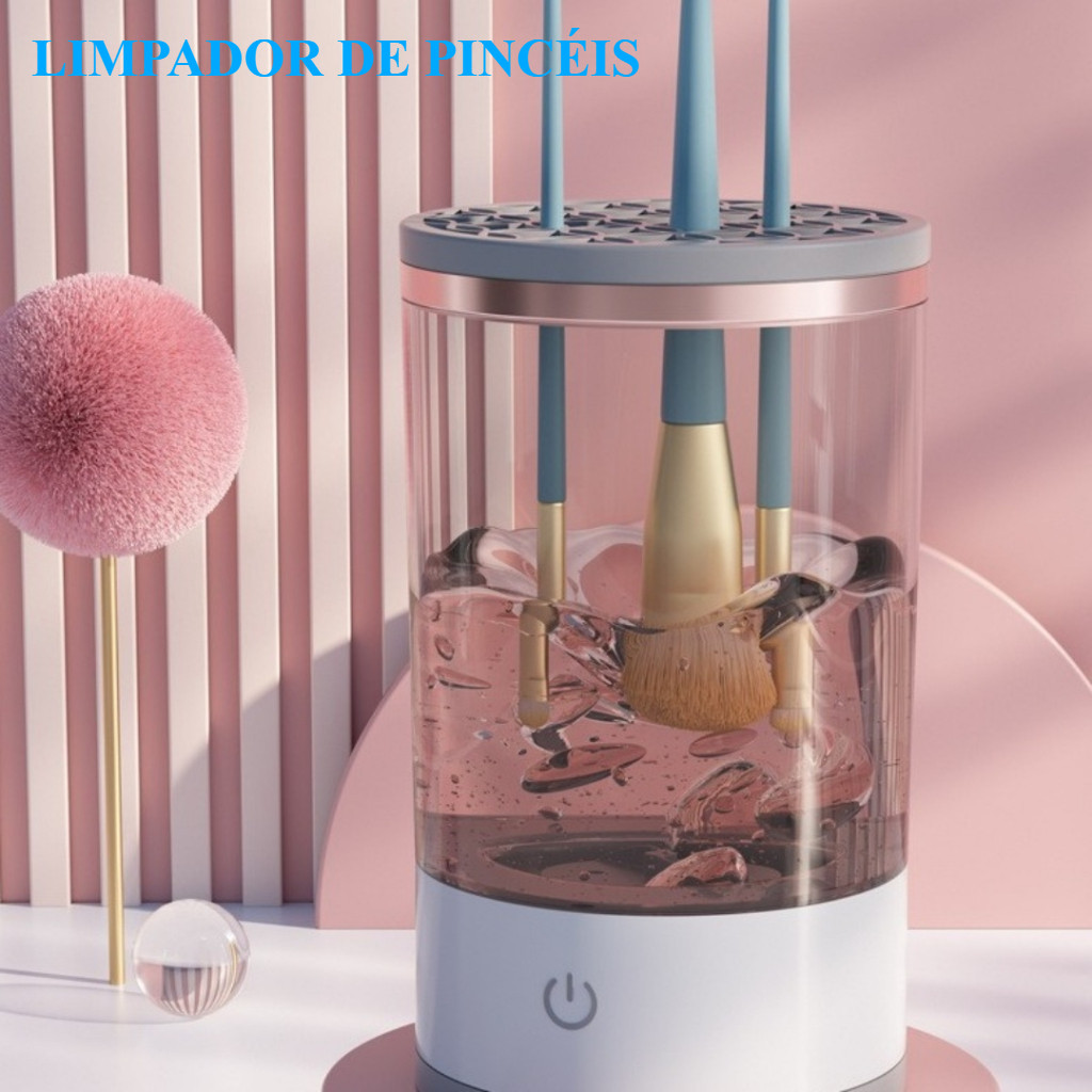 Limpador Elétrico de Pincel de Maquiagem Automático USB – Lava, Seca, Organizador e Armazena