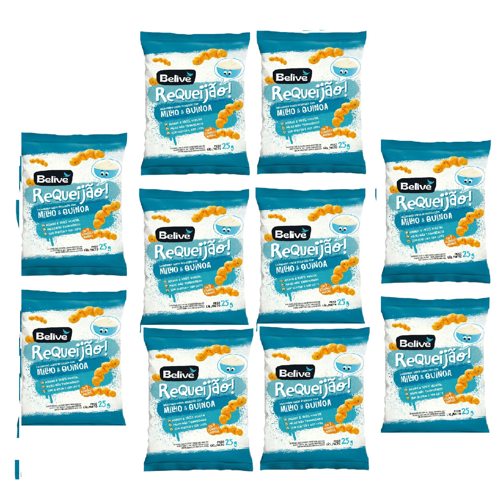 Kit 10x Salgadinho Requeijão Zero Glúten Milho E Quinoa 25g