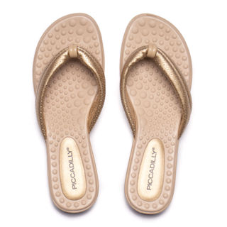 Chinelo Feminino Piccadilly Anabela Metalizado Dourado em Oferta na Shopee