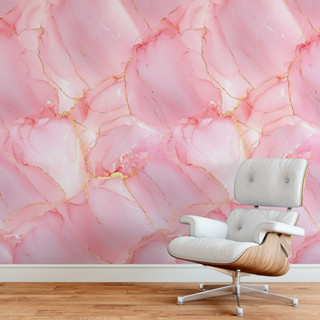 Papel de Parede Rosa e Dourado Adesivo Impermeável | Lavável p/ Quarto e Móveis | 1, 2,3 e 6 metros em Oferta na Shopee