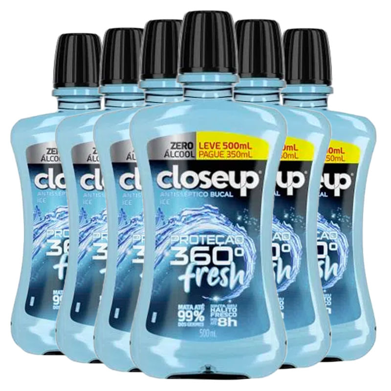 Kit Antisséptico Bucal Closeup Ice sem Álcool 500 Ml 6 Unidades em Oferta na Shopee