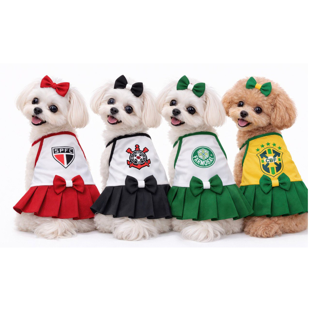 Roupa Pet Times de Futebol Torcida Cadela Femea