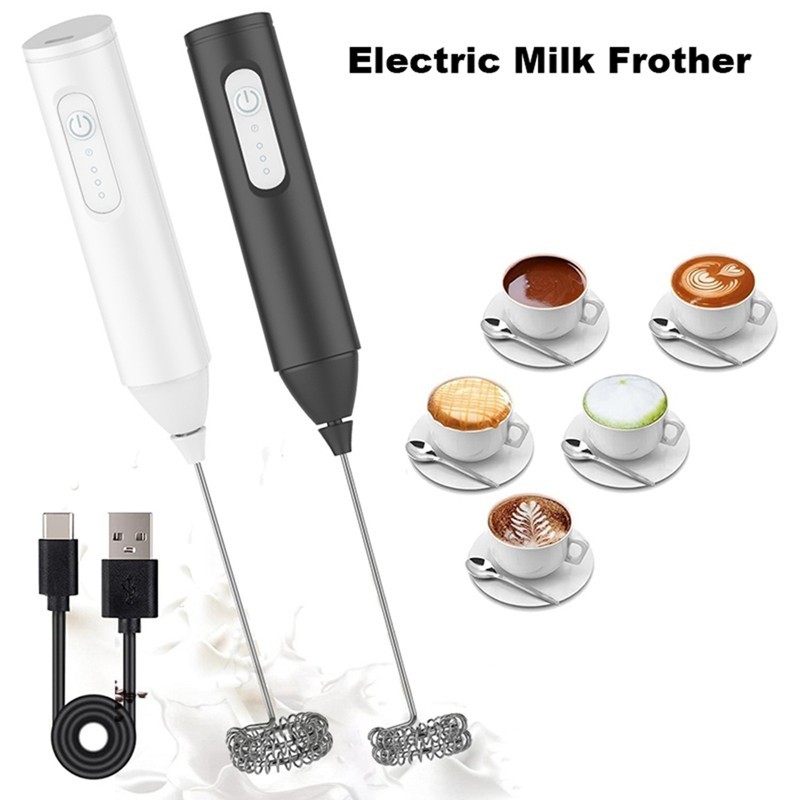 Batedor Elétrico Sem Fio para Café Cappuccino Espuma Portátil Preto Inox Recarregável  ABS  !