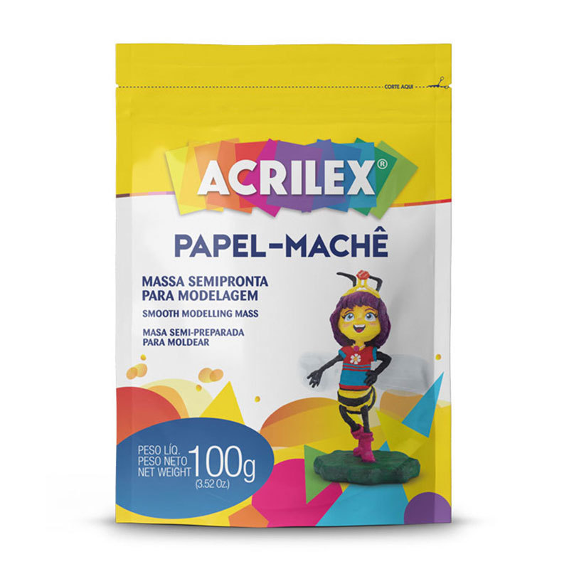 Papel maché com 100g Acrilex em Oferta na Shopee