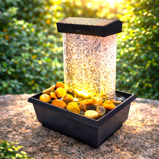 Fonte De Agua Decorativa Cascata Decoração Elegante Iluminação Com Led Boas Energias Relaxante e Elegante