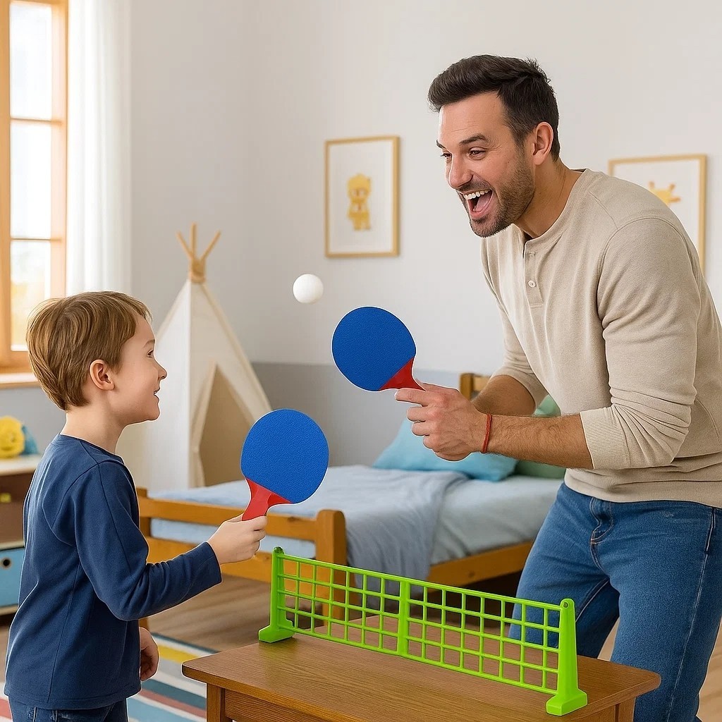 Kit 2 Raquetes Ping Pong Infantil Tênis de Mesa Com Rede Bolinhas Jogo Criança Brinquedo