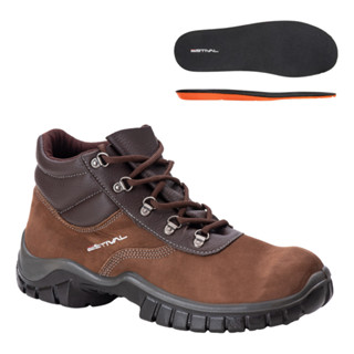 Bota De Segurança Em Couro Marrom Estival Com Palmilha Pu em Oferta na Shopee