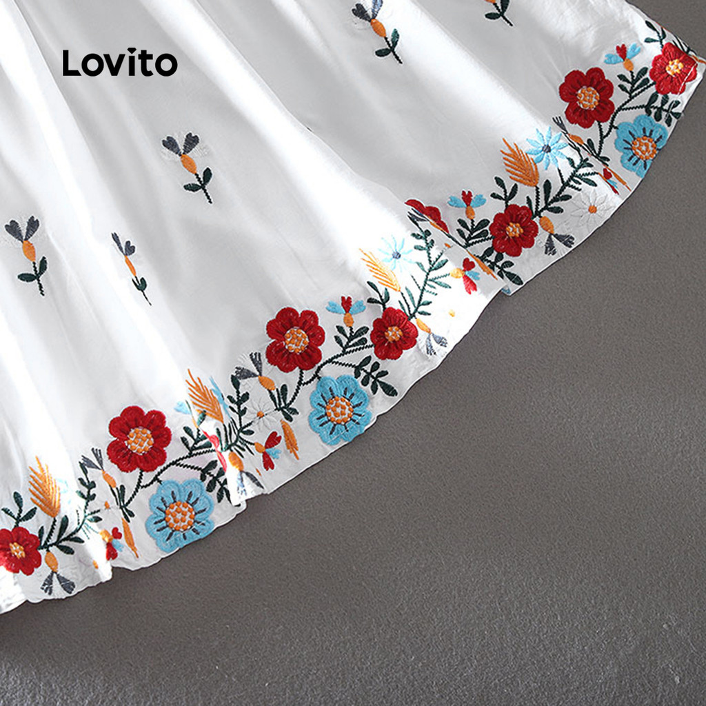 Lovito Férias Vestido Primavera/verão Vestido Branco para Mulheres LK2AD1079 · foto 2