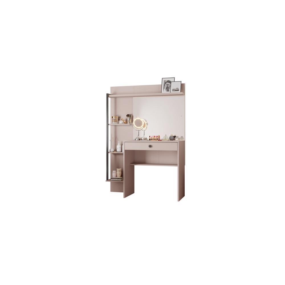 Penteadeira Camarim com Espelho 1 Gaveta 4 Prateleiras Encanto 100cm Off White - JCM Móveis em Oferta na Shopee