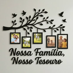 Decoração Sala Quadro Porta Retrato Parede Decorativo Mdf 40x70 Árvore Molduras Foto Família