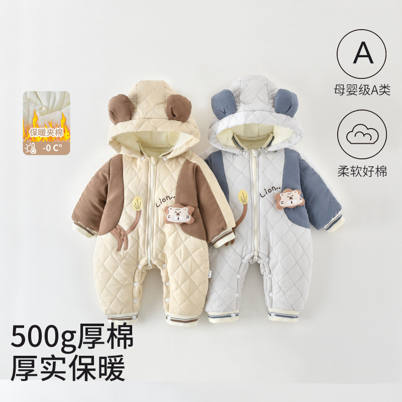Roupas de bebê roupas de inverno bebê recém-nascido menino forro de lã acolchoado macacão quente Outing roupas com capuz