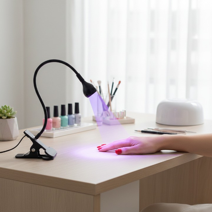 Mini Lâmpada LED UV USB para Unhas de Mesa com Clipe Flexível Portátil para Secagem de Gel
