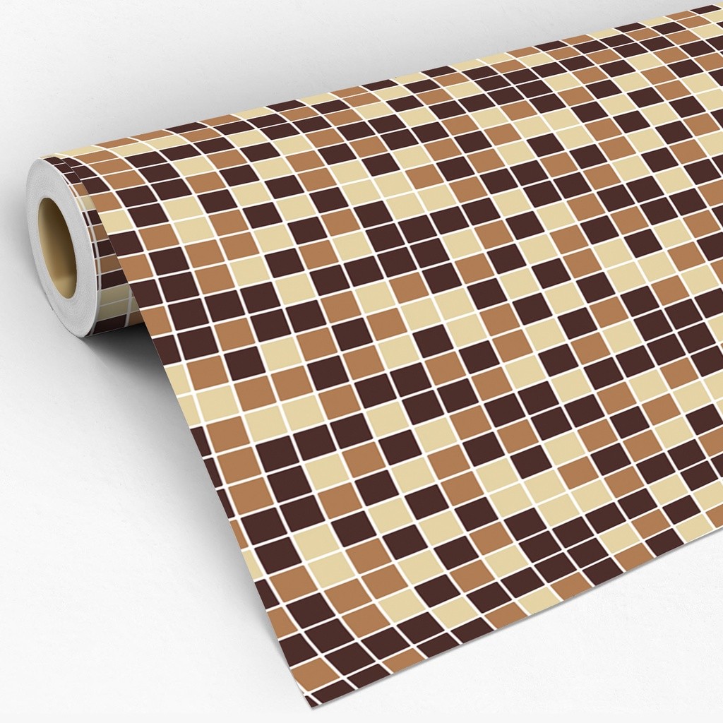 Papel de Parede Adesivo Lavável Com Estampa De Pastilhas Azulejo Para Cozinha e Banheiro Marrom 3D