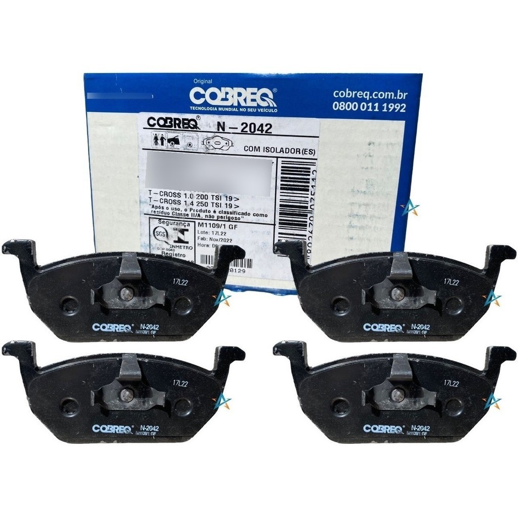 Pastilha Freio Dianteiro Original Cobreq Polo Nivus Virtus T-cross 1.0 1.4 250 Tsi A1 Sportback