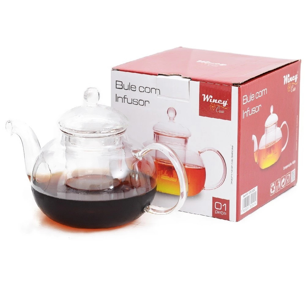 Bule de Chá Vidro com Infusor Inox 540ml Wincy em Oferta na Shopee
