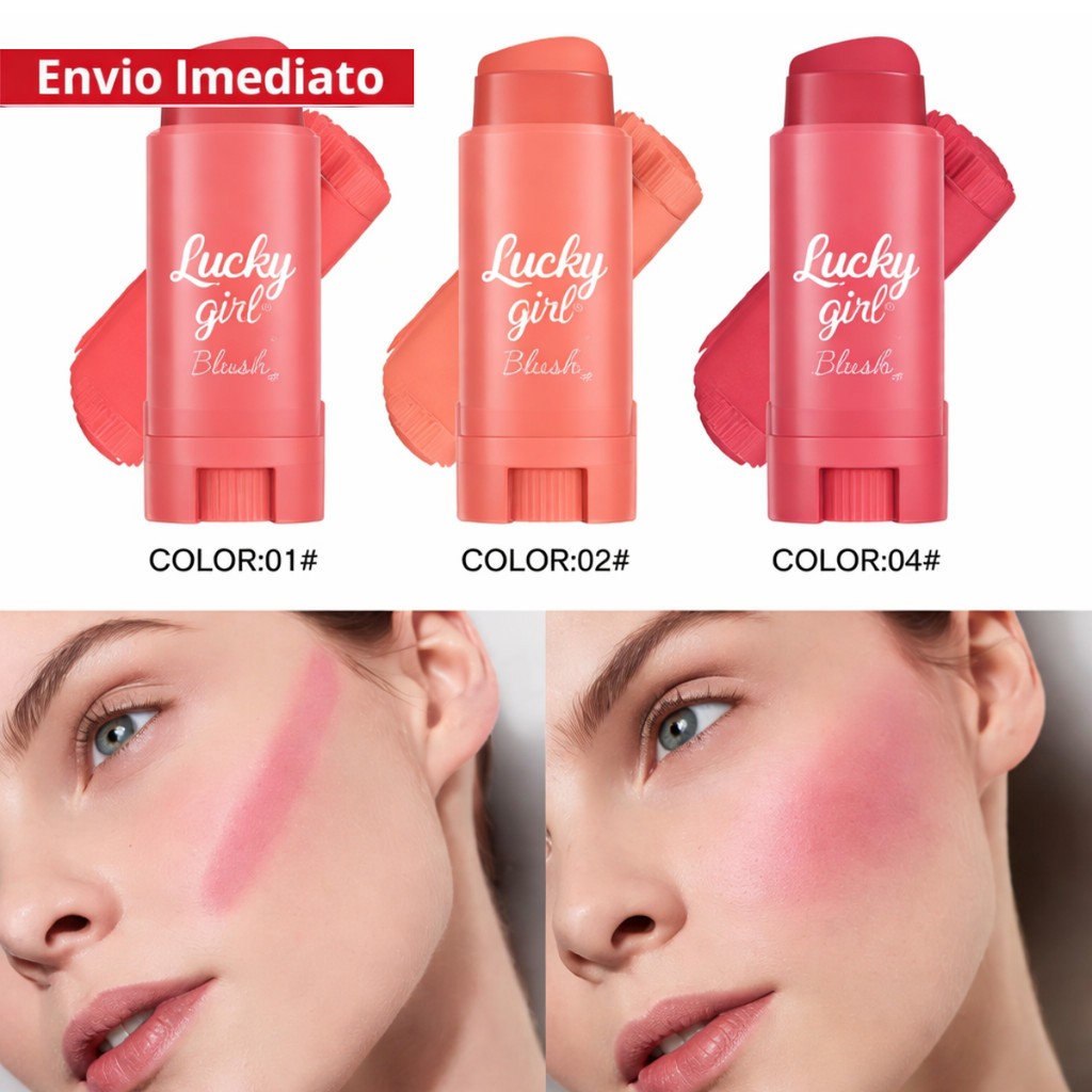 Blush em Bastão Cremoso stick matte Maquiagem natural 3 em1 Batom Blush sombra longa duração