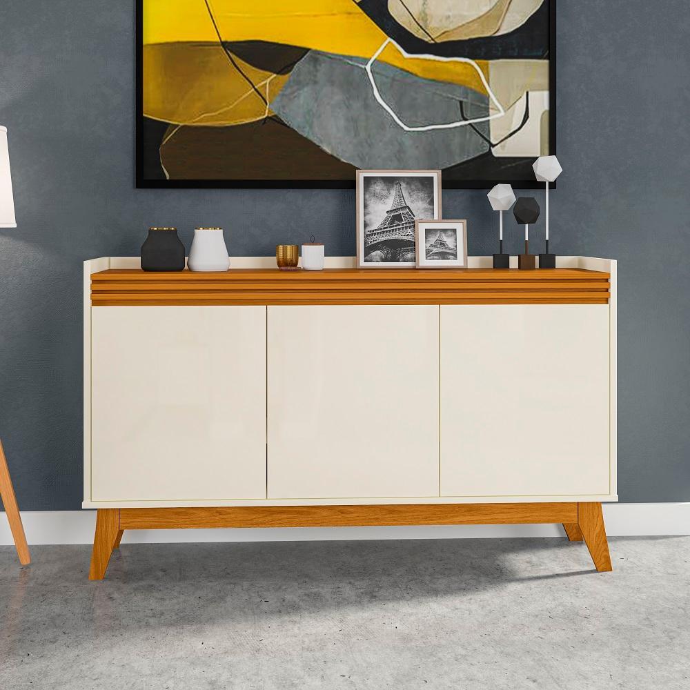 Buffet Aparador Cantinho do Café 3 Portas Ripado Amsterdã 136cm  - Vianossa