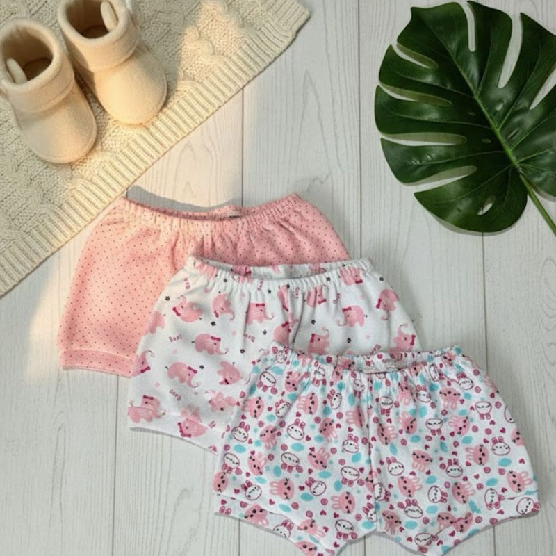 Kit 3 Shorts Tapa Fralda Baby 100% Algodão Estampado Barato Menino Menina Cores Lindas calcinha Dia a Dia Verão Praia