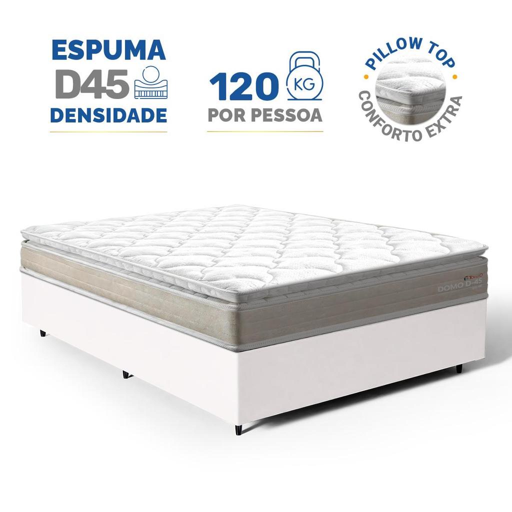 Cama Box com Colchão de Espuma D45 Pillow Top Ortopédico Domo Casal 138cm