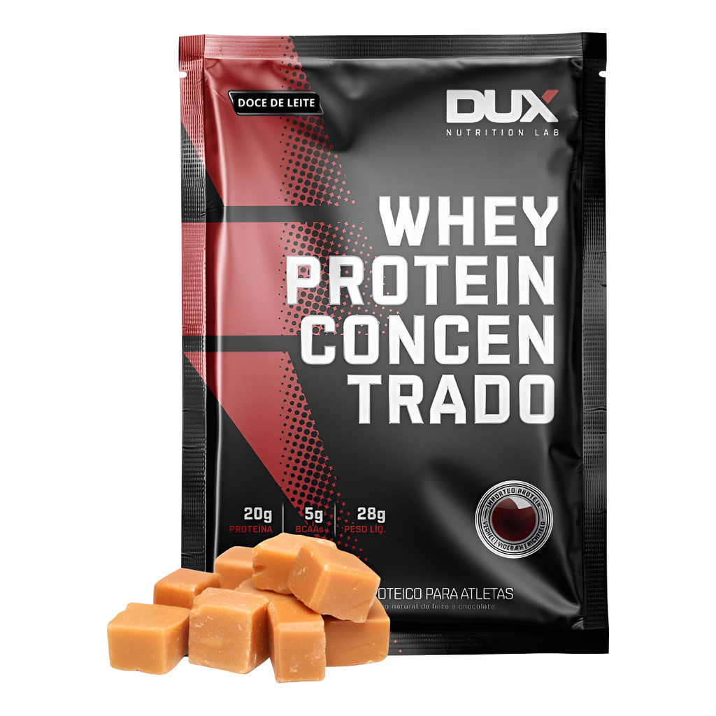 Whey Protein Dux Concentrado Em Sachê 30g Sabor Doce De Leite