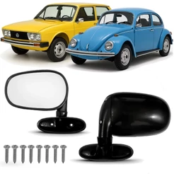 Par Retrovisor Externo Preto Com Espelho Universal Fusca Variant Passat