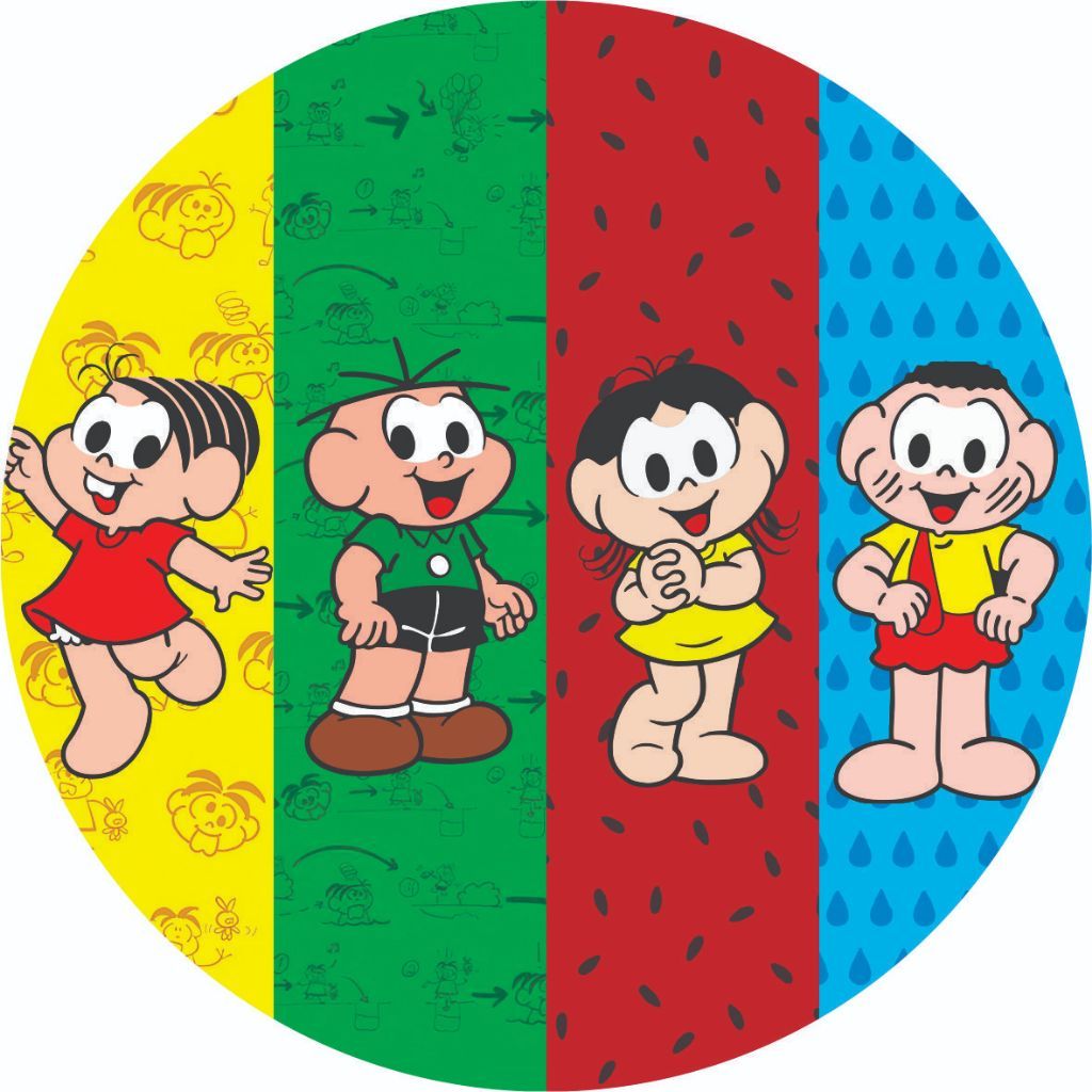 Capas de Mini Painel de Festas Redondo Elástico Turma da Mônica Cscão Cebolinha Magali