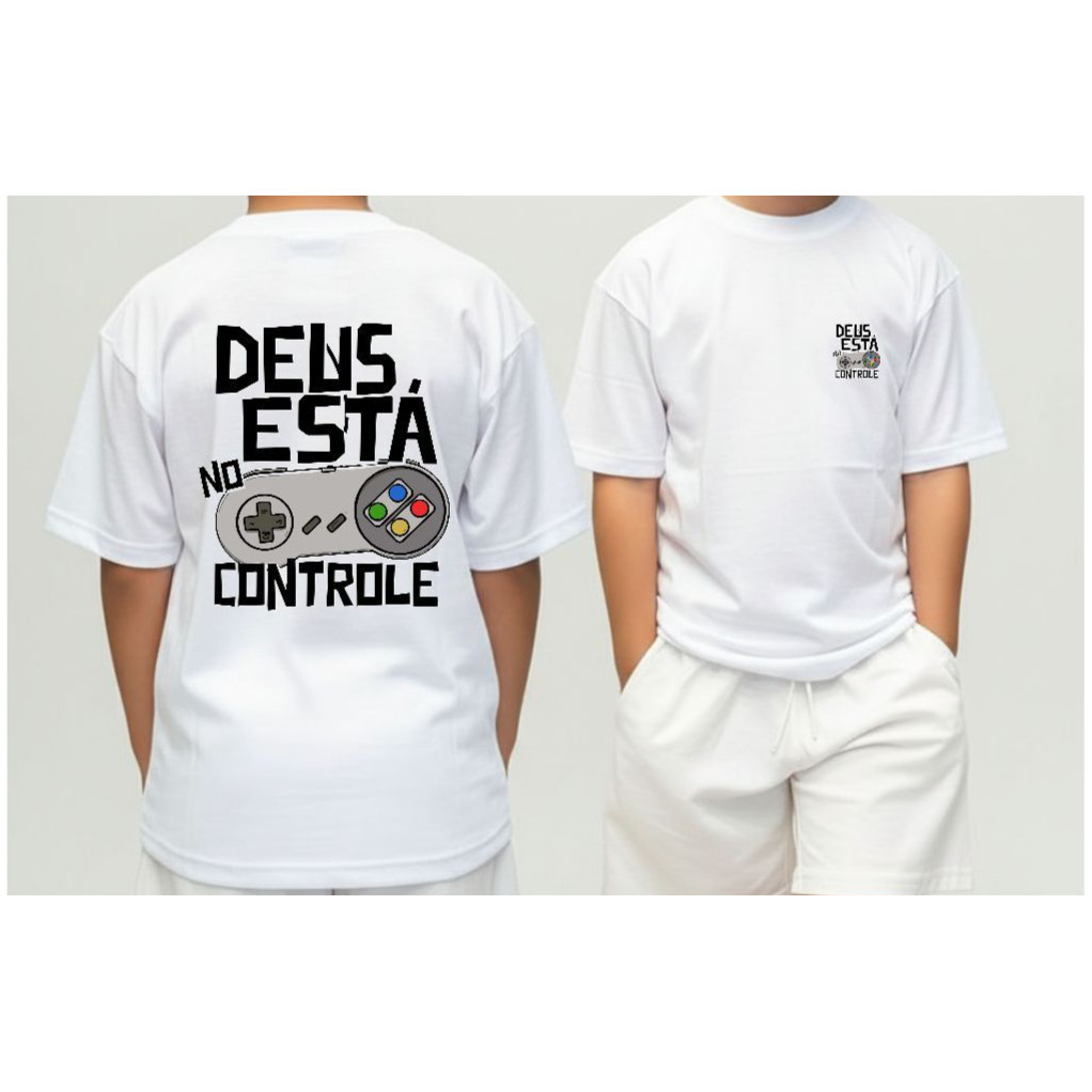 STREETGANG Camiseta Infantil Malha 30.1 100% Algodão Estilosa Camisa Religiosa Jesus Cristo Deus Está Controle