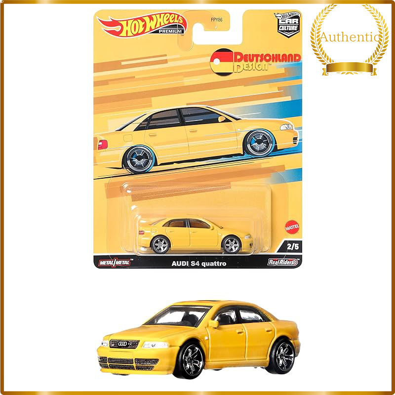Hot Wheels Premium Car Culture Deutschland Design Audi S4 Quattro HCJ95 Yellow 1:64 Die-Cast Mini Car