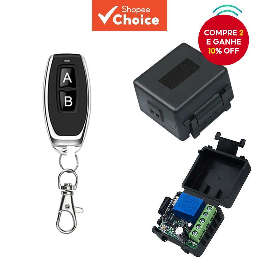 Controle Remoto RF433Mhz Interruptor Sem Fio DC 12V 1CH RF 10A Receptor De Relé E Transmissor 2CH Para Porta Fechadura E em Oferta na Shopee