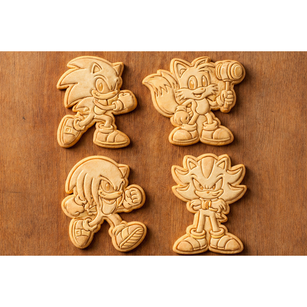 Kit 4 Cortadores de Biscoito Sonic e Turma Impressão 3D PLA | Tails Knuckles Shadow