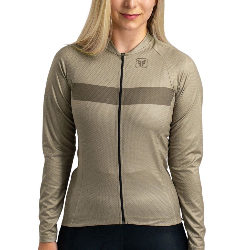 Camisa de Ciclismo Free Force Basic Mascavo Manga Longa Feminino Bege