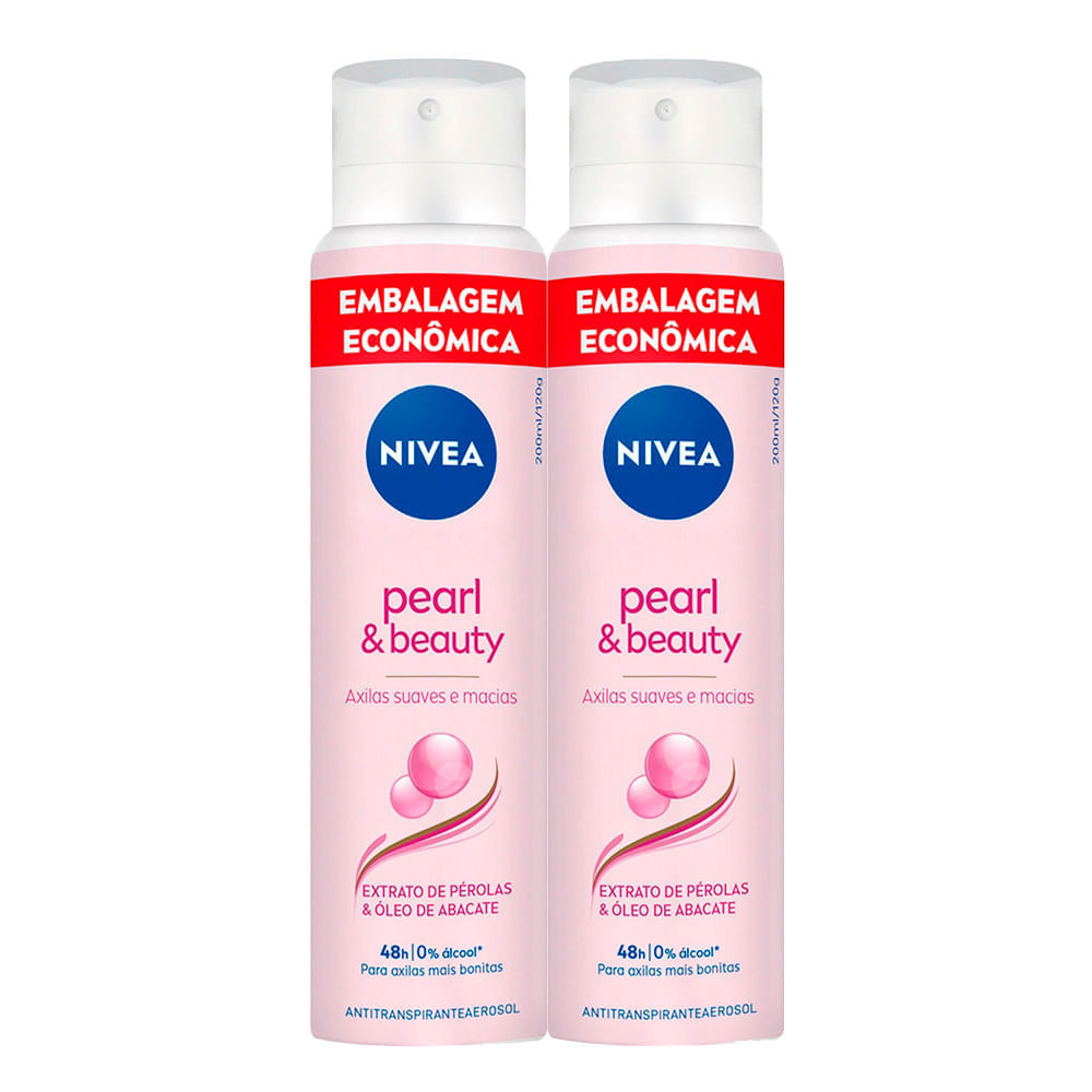 Kit 2 Desodorante Antitranspirante Aerosol Nivea Pearl & Beauty 200ml em Oferta na Shopee