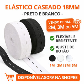 5 Metros Elástico Caseado 18mm Elástico Chato Papagaio em Oferta na Shopee