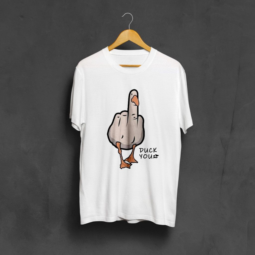 [Camiseta Premium em Algodão Puro]BOW Camiseta Streetwear Estampa DuckYou Branca Algodão Masculina Homem Estampada Duck 