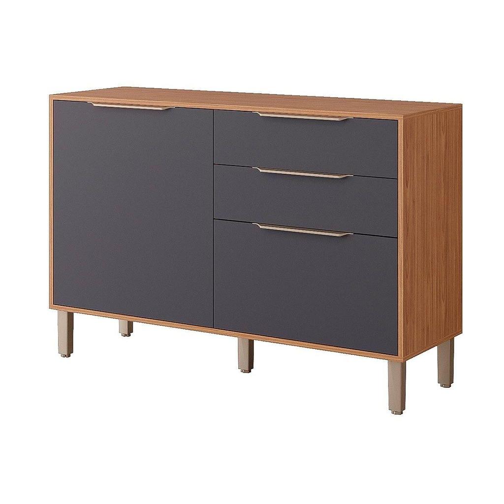Balcão de Cozinha Divina c/2 Gavetas e 2 Portas c/Tampo 120 cm Freijo/Titanium - MGM