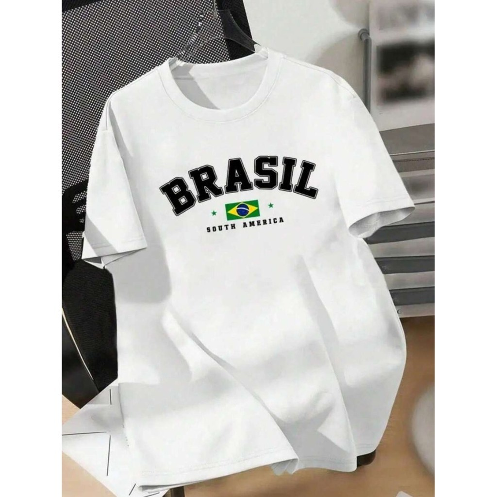 Camisa masculina e feminina estampada brasil 100% algodão moda verão