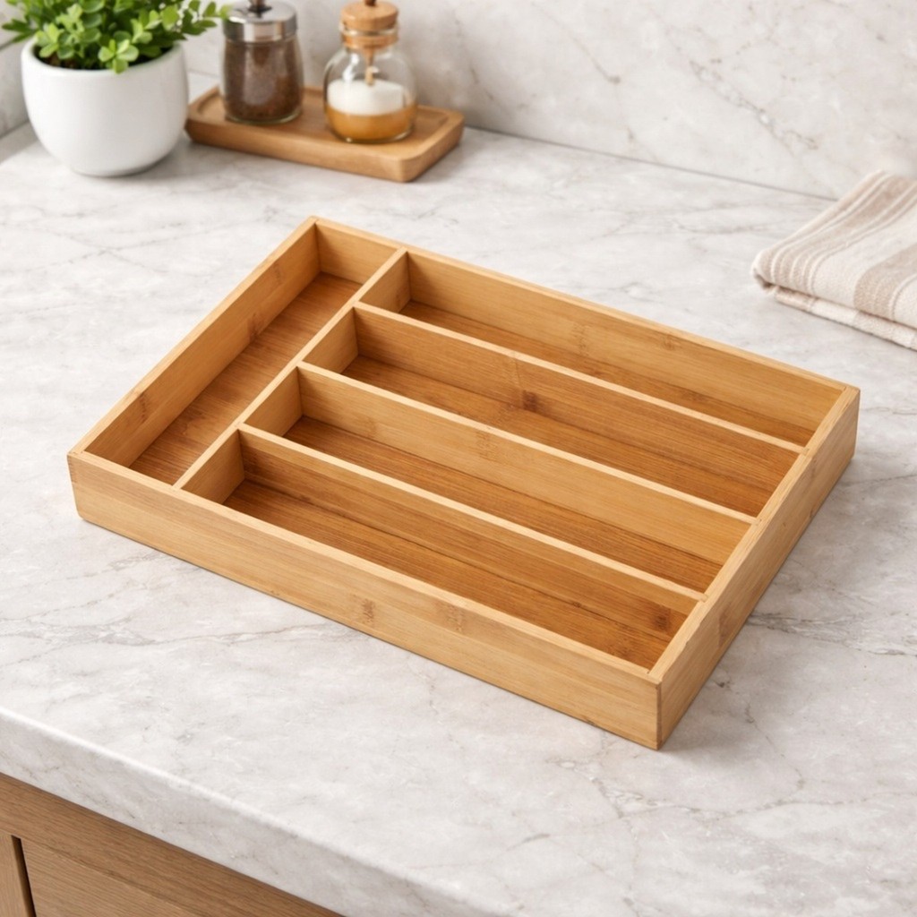 Organizador Talheres 5 Compartimentos Bambu Gaveta Cozinha Bege em Oferta na Shopee