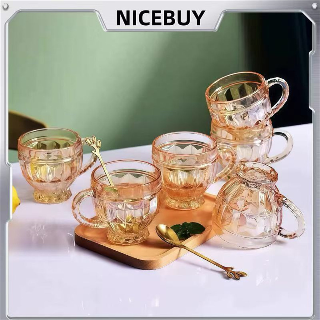 Conjunto Luxuoso 6 Xícaras Café Chá 260ml Cristal Dourado Âmbar Estilo Itália em Oferta na Shopee