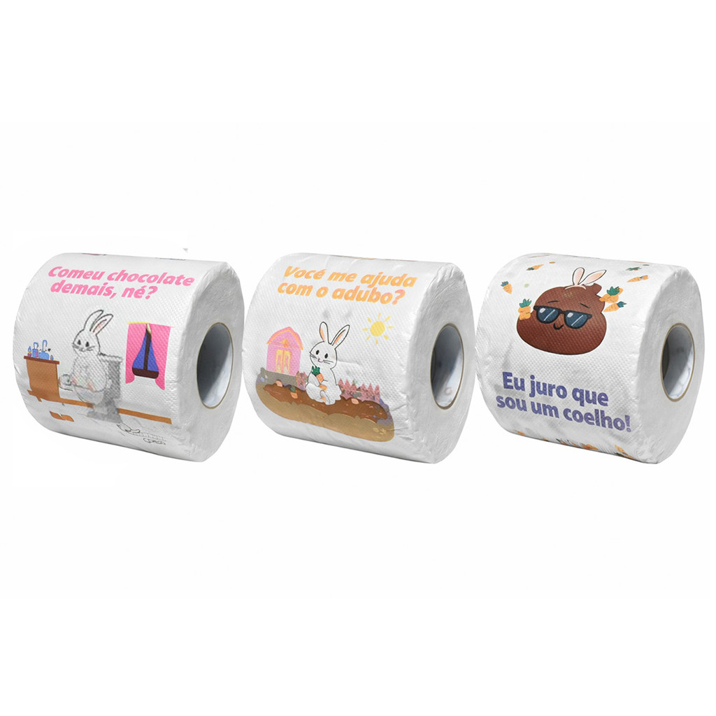 Kit 3 Rolos Papel Higiênico Decorado de Páscoa Enfeite Com Coelhos em Oferta na Shopee