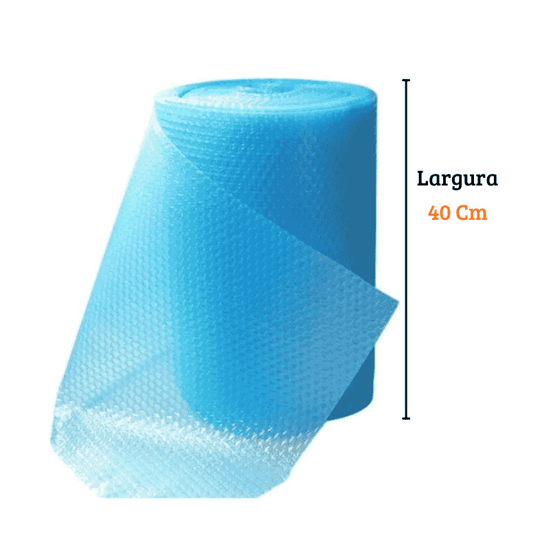 Kit 2 Bobina Plástico Bolha Azul 40cm x 100m 35 Micras Reforçado para Embalagens Proteção e Envio — imagem 2 de 2