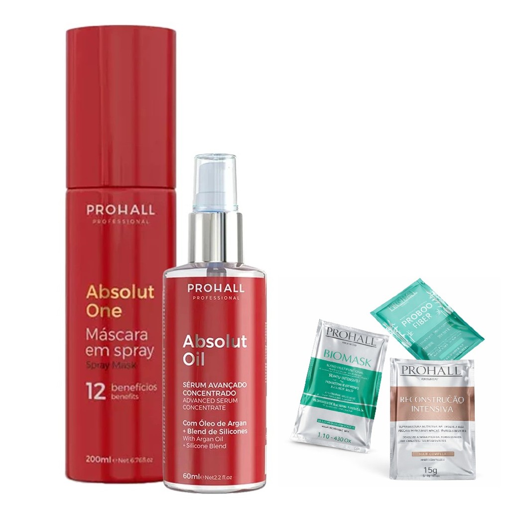 Prohall kit Absolut One Protetor Termico 200ml + Absolut Oil Oleo Argan 60ml