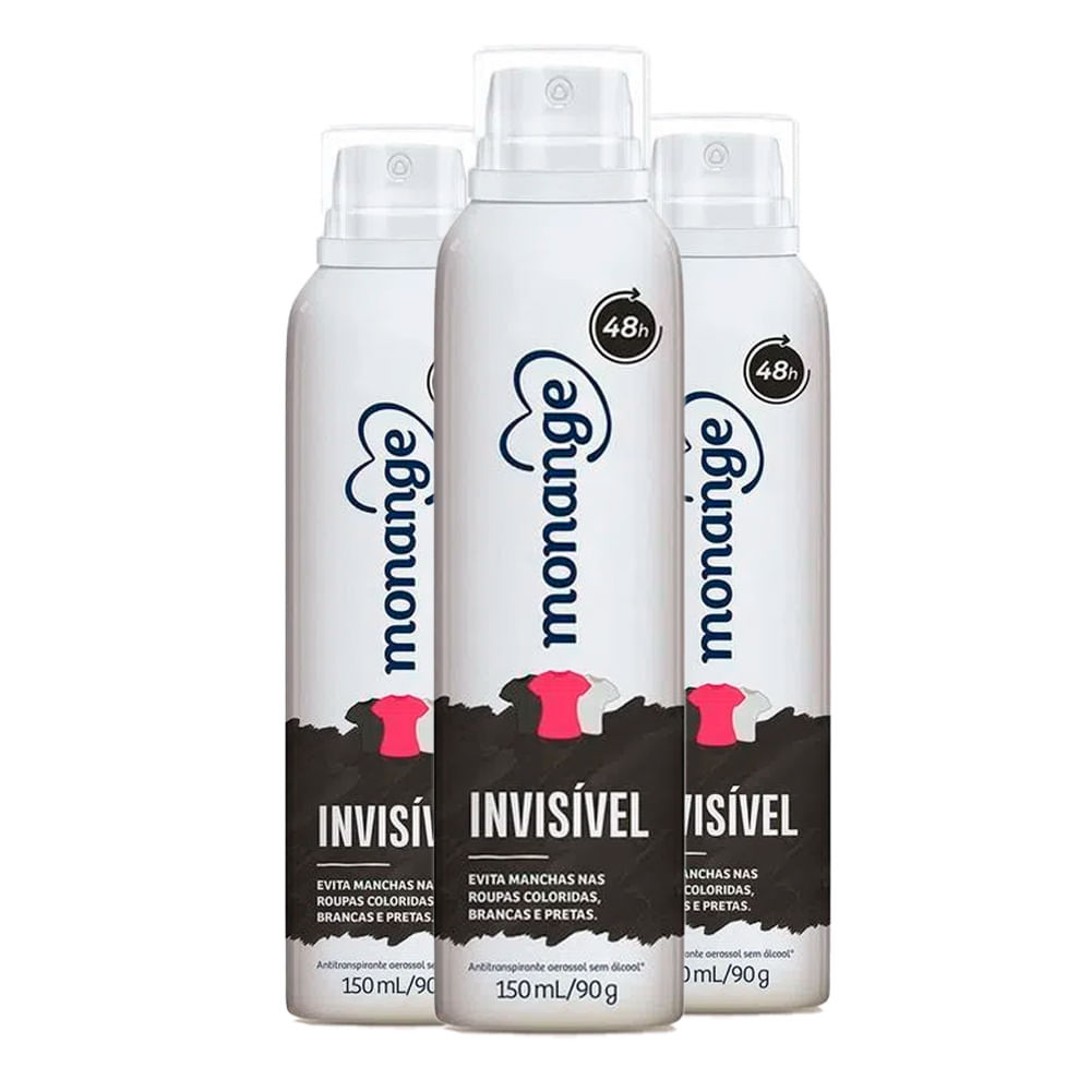 Kit Desodorante Aerosol Monange Invisível 90g - 3 unidades em Oferta na Shopee