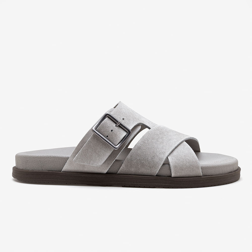 Sandália Masculina Dock Couro Cinza em Oferta na Shopee