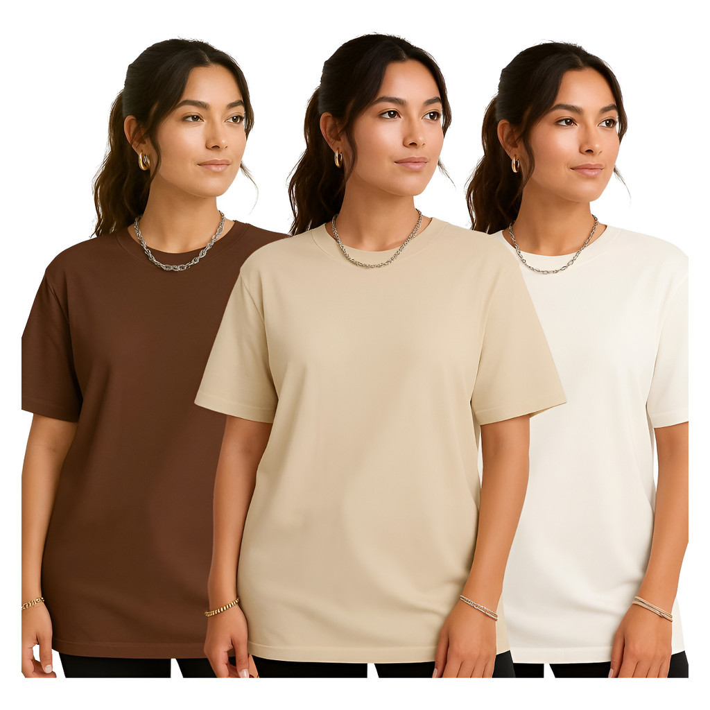Kit 3 Camisetas Feminina Lisas 100% Algodão Premium Moda Casual Básica Streetwear Dia a dia Trabalho