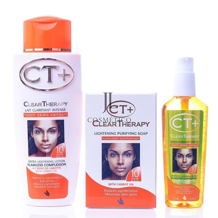 Kit Clareador CT+ Clear Therapy 3 Unidades – Loção, Sabonete e Sérum com Óleo de Cenoura | Teint Zero Défaut  feminino