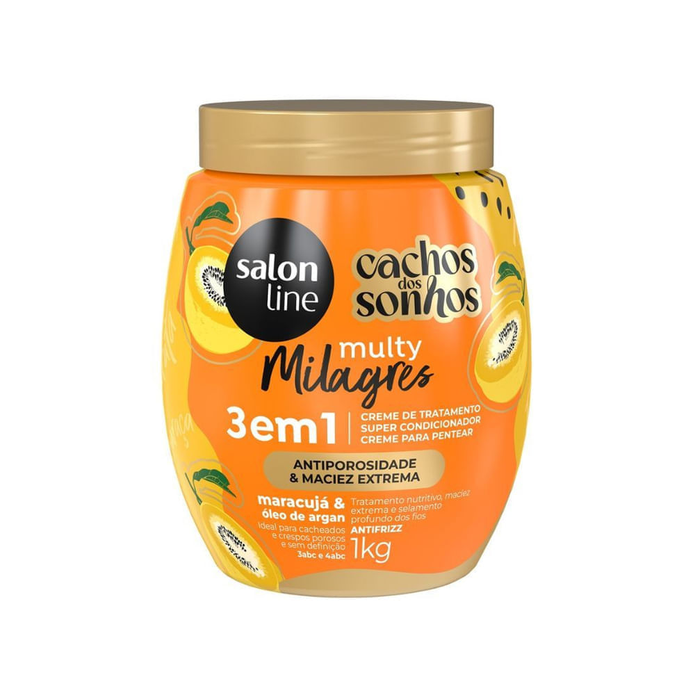 Creme 3 em 1 Salon Line Cachos Dos Sonhos Multy Milagres Maracujá 1kg em Oferta na Shopee