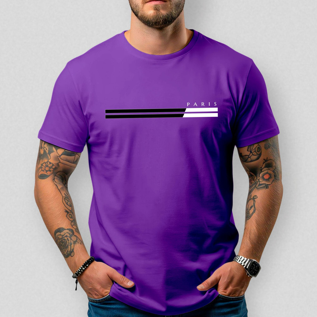 Camiseta Masculina Básica Confortável Academia Paris 200 Algodão Premium Estilo Casual Moda Leve