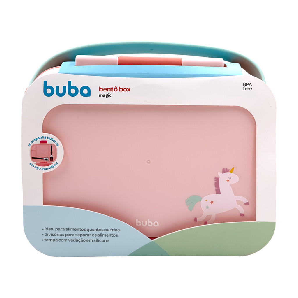 Lancheira Bentô Box Magic Buba com Divisórias Unicórnio