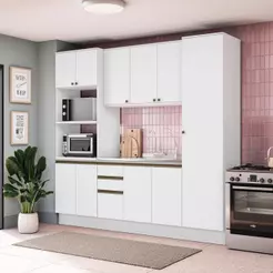Cozinha Compacta Celeste Kappesberg 100% MDF Branco 240cm