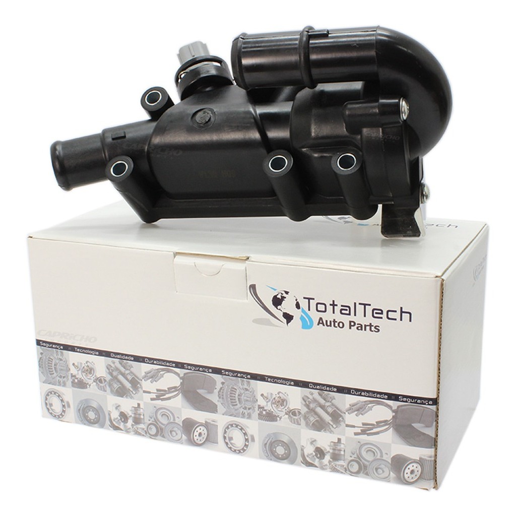 Válvula Termostática Completa Com Defletor, Sensor E Junta Ecosport 1.6 8v Zetec Rocam 2003 2004 2005 Completa